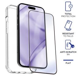 Carcasa myway para apple iphone 15 pro max transparente + protector pantalla cristal templado
