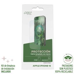 Carcasa myway para apple iphone 15 transparente + protector pantalla cristal templado
