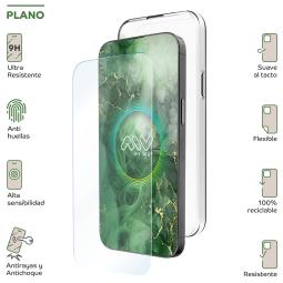 Carcasa myway para apple iphone 15 transparente + protector pantalla cristal templado
