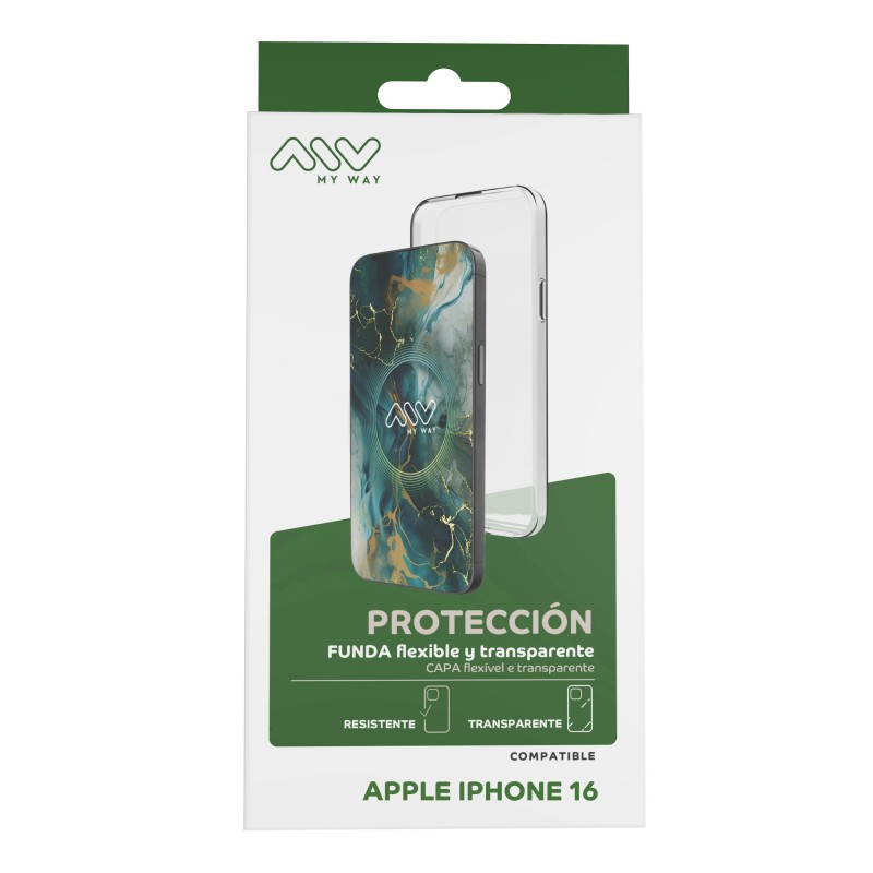 Carcasa myway para apple iphone 16 transparente