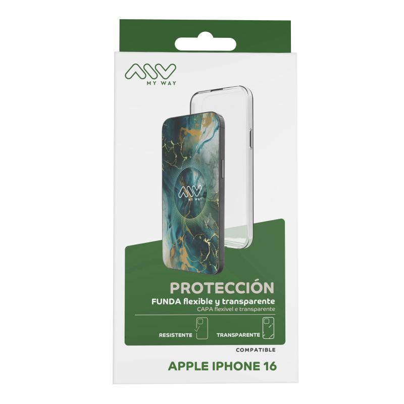 Carcasa myway para apple iphone 16 transparente