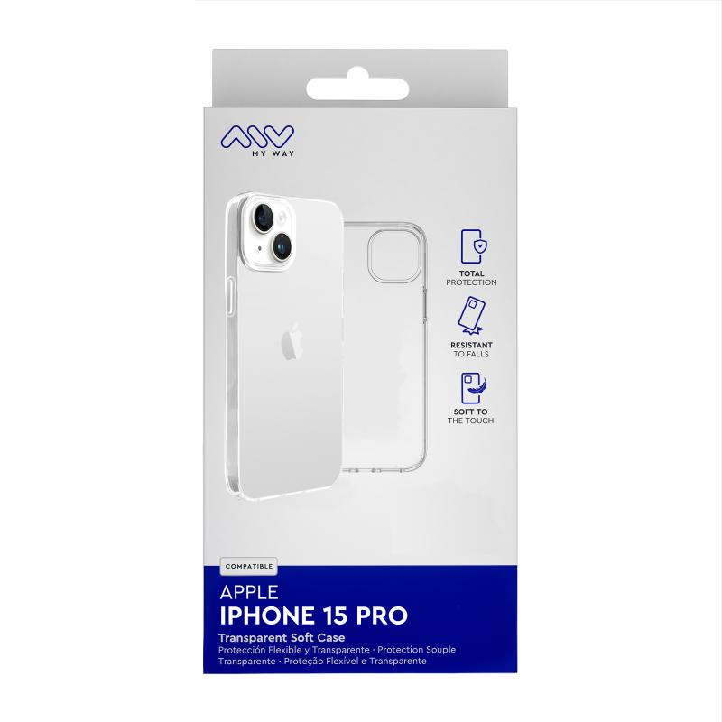 Carcasa myway para apple iphone 15 pro transparente