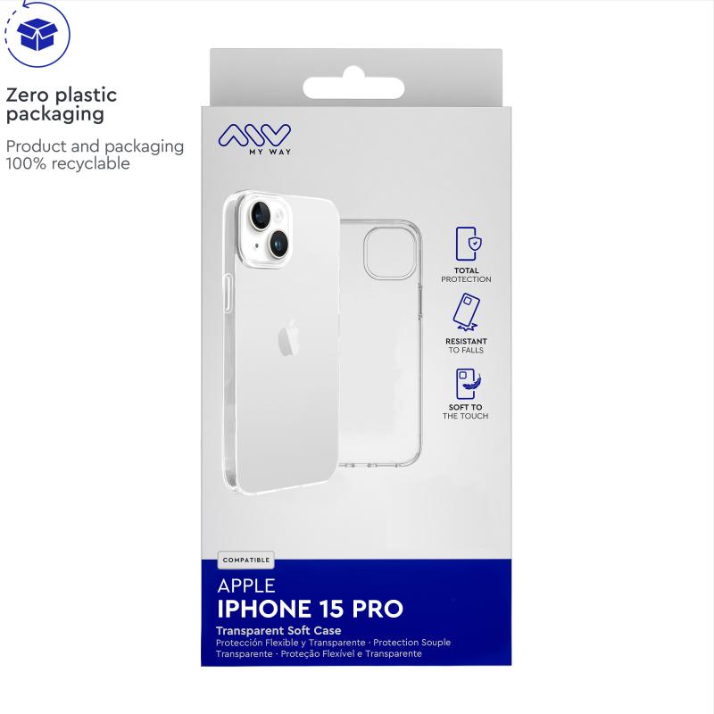 Carcasa myway para apple iphone 15 pro transparente