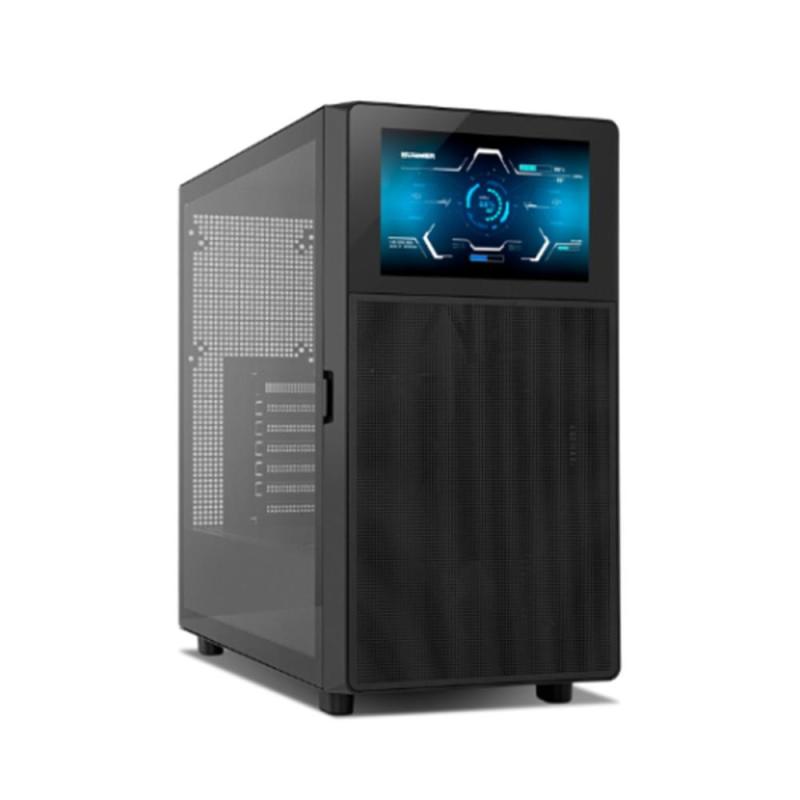 Caja ordenador gaming nox hummer bios atx lcd 8 pulgadas cristal templado negra
