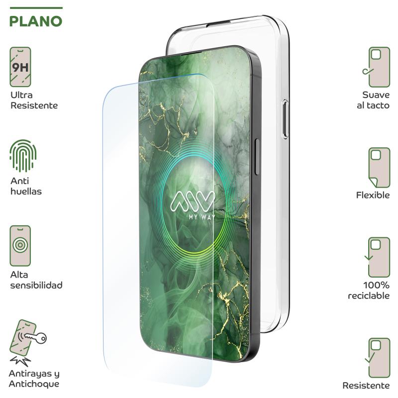 Carcasa myway para apple iphone 16e transparente + protector pantalla cristal templado