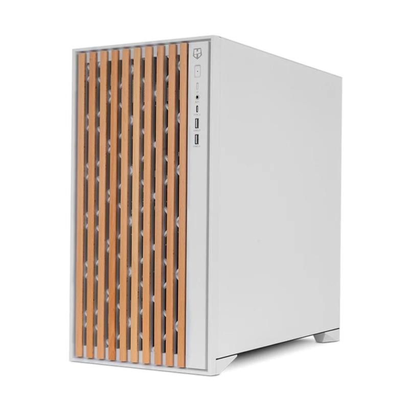 Caja ordenador gaming nox hummer element atx cristal templado madera blanco