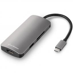 Hub usb sharkoon 3x3.0 type c + hdmi  aluminio gris oscuro - Imagen 1