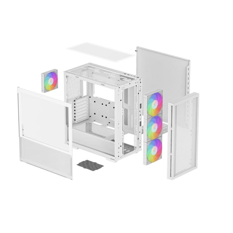 Caja ordenador gaming deepcool ch560 rgb e - atx cristal templado blanca