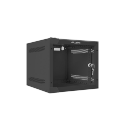 Armario lanberg mural rack 10 pulgadas 4u - 280x310 flat pack negro puerta cristal