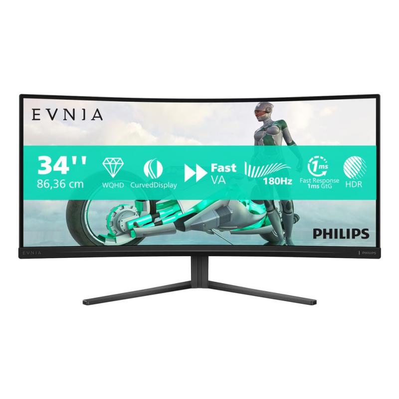 Monitor curvo gaming philips evnia 34m2c3500l - 00 34 pulgadas qhd 180hz