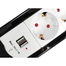 Regleta equip 245553 con 4 tomas + 2 puertos usb