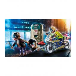 Playmobil ciudad moto de policia persecucion del ladron del dinero - Imagen 1