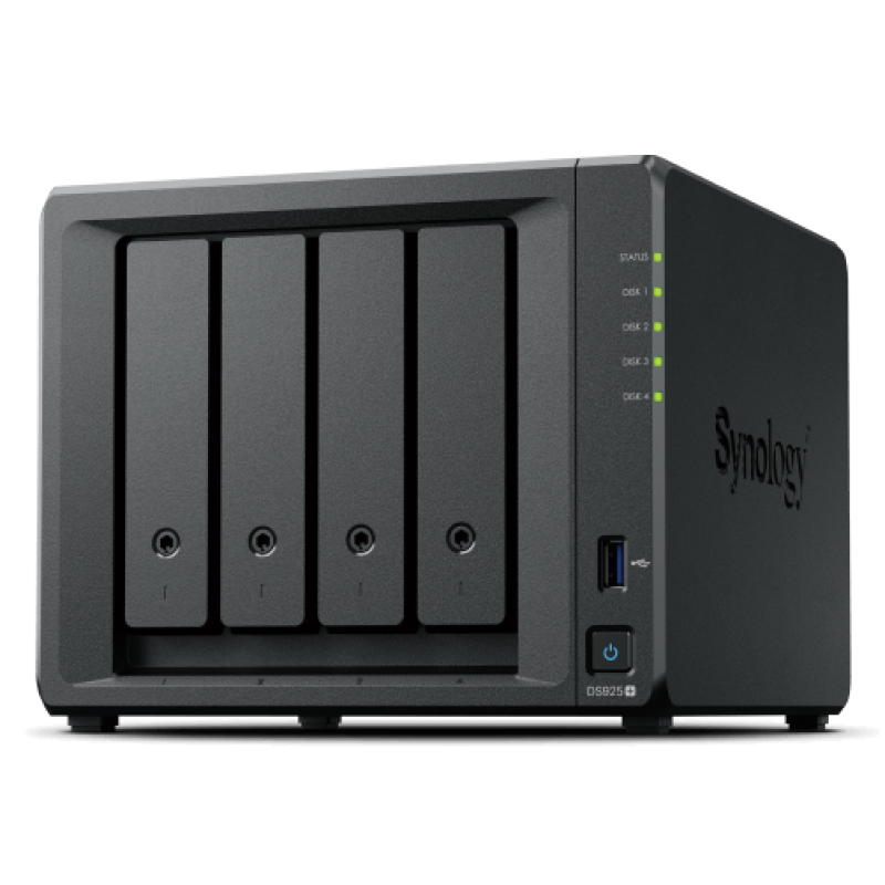 Servidor nas synology disk station ds925+ 4gb 4 bahias gigabit ethernet