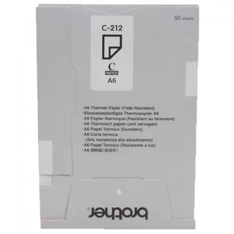 Pack de papel termico brother c212s a6 20 unidades 50 hojas - unidad - Imagen 1