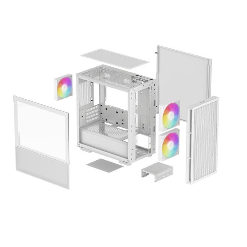 Caja ordenador gaming deepcool matx ch360 argb cristal templado blanca