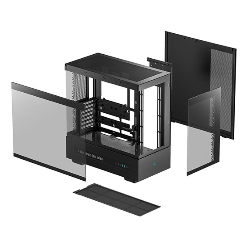 Caja ordenador gaming deepcool atx ch690 cristal templado negra