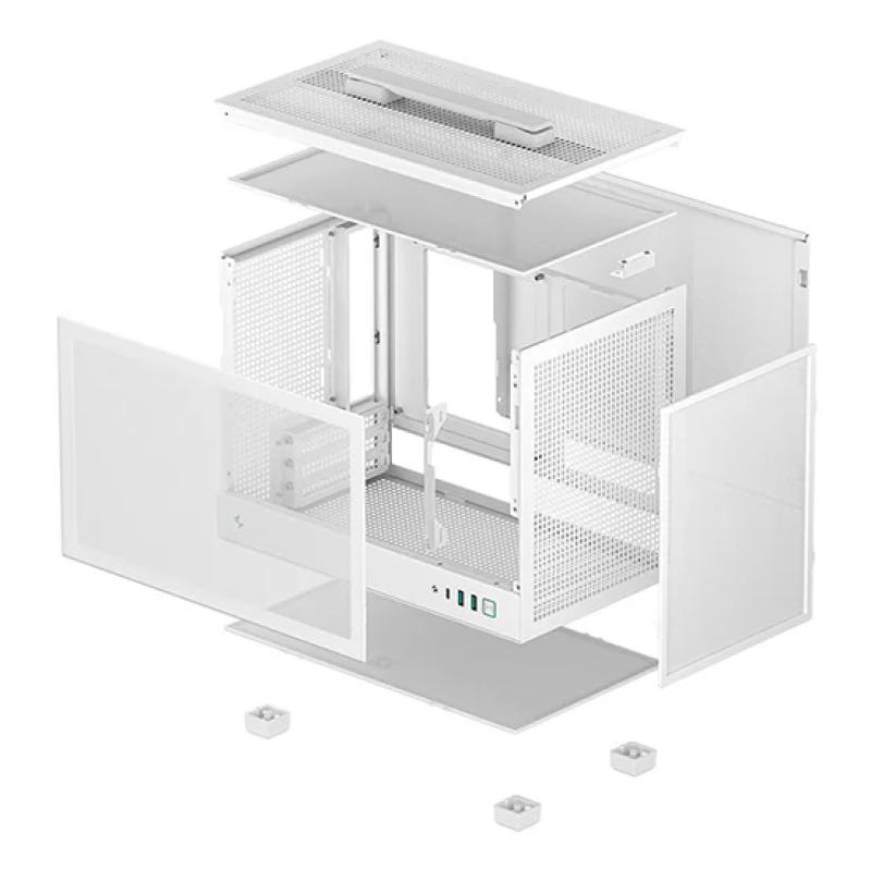 Caja ordenador gaming deepcool mini - itx ch160 cristal templado blanca