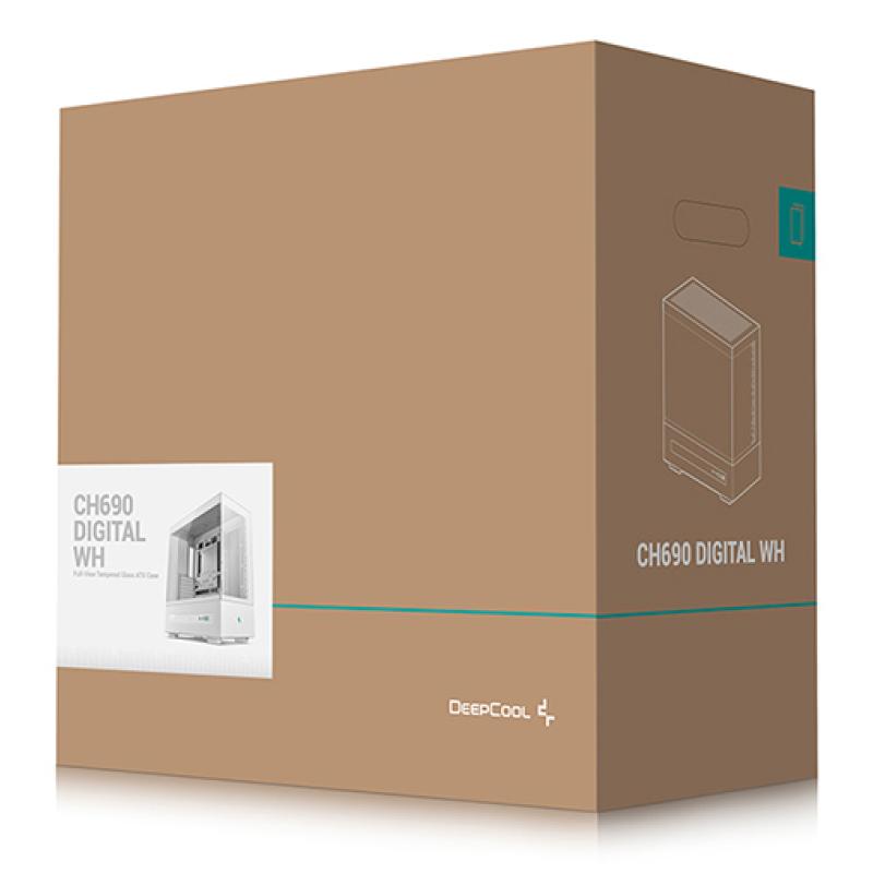 Caja ordenador gaming deepcool atx ch690 cristal templado blanca