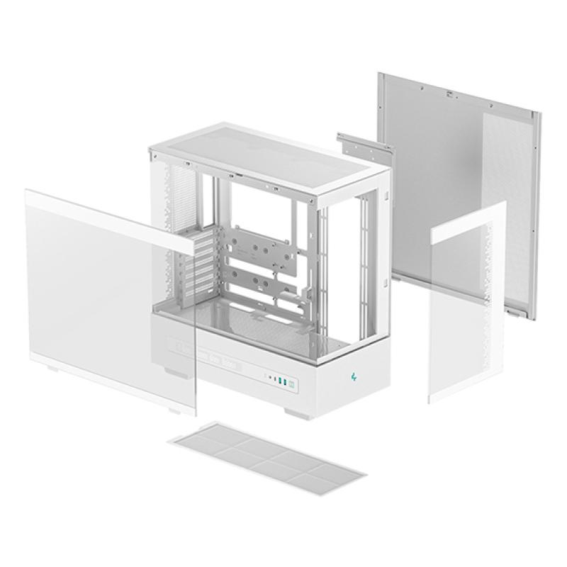 Caja ordenador gaming deepcool atx ch690 cristal templado blanca