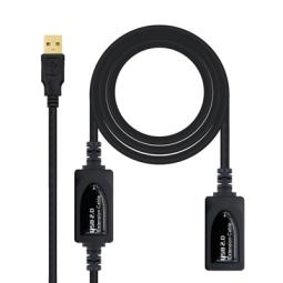 Cable usb tipo a 2.0 a usb tipo a nanocable+amplificador 15m negro - macho - hembra