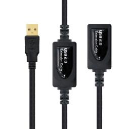 Cable usb tipo a 2.0 a usb tipo a nanocable+amplificador 15m negro - macho - hembra