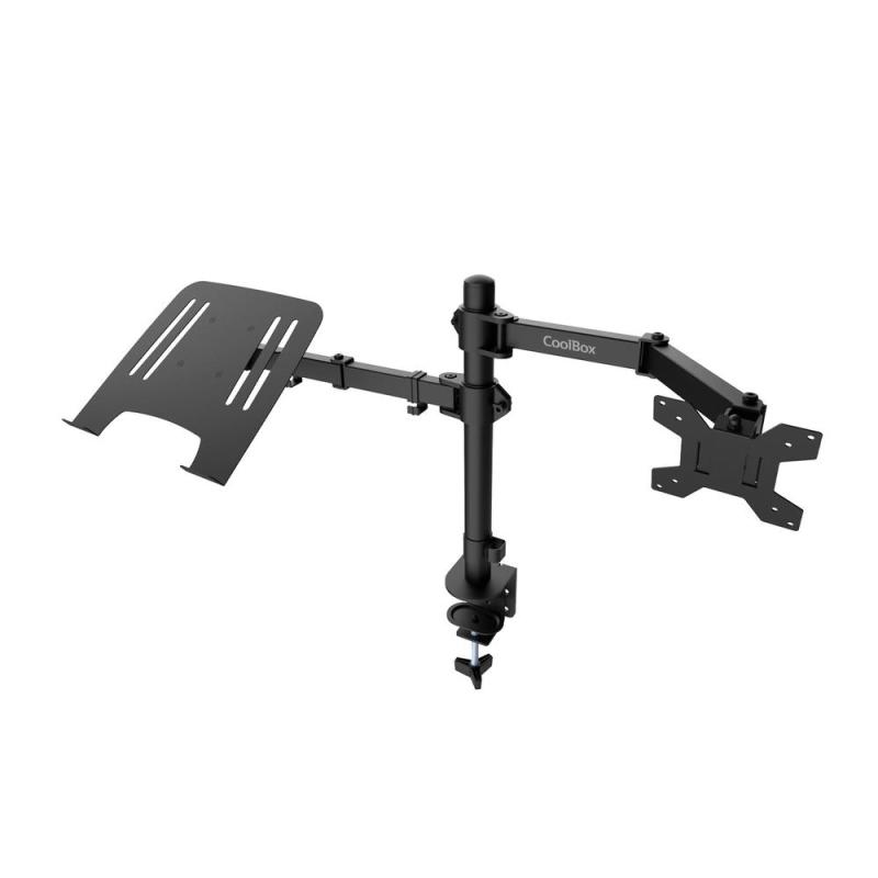 Soporte monitor hasta 32 pulgadas y portatil hasta 17 pulgadas coolbox abrazadera articulado