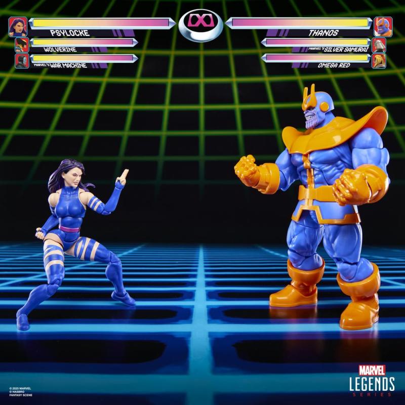 Pack 2 figuras hasbro marvel legends series gamerverse psylocke vs thanos