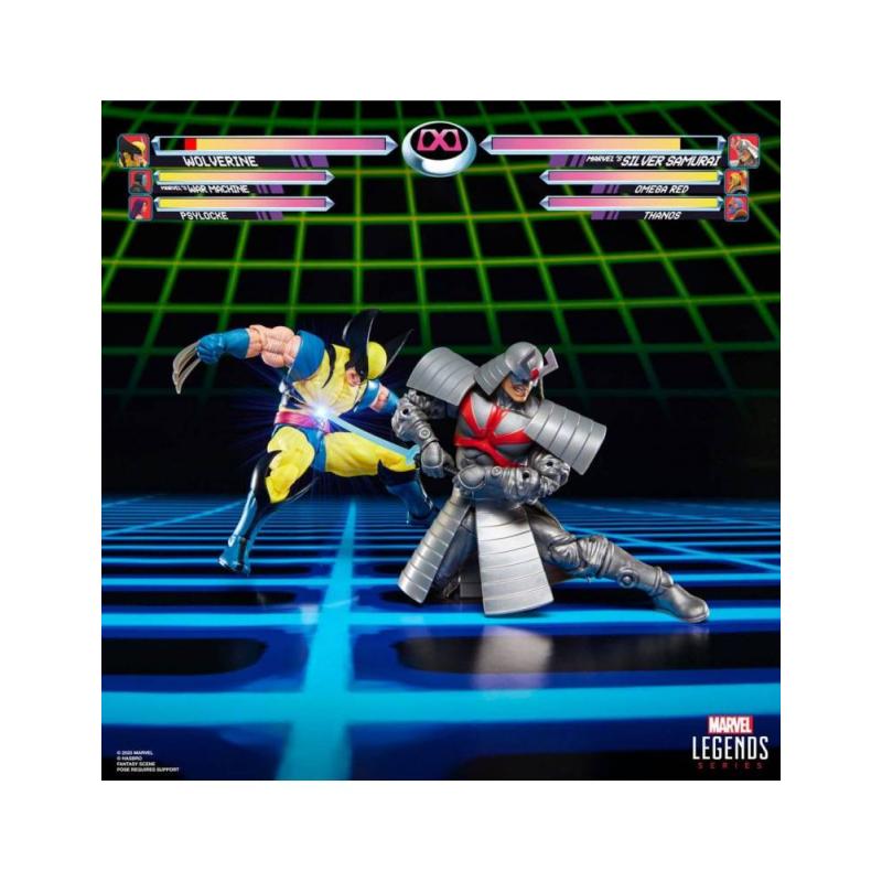 Pack 2 figuras hasbro marvel legends gamerverse wolverine vs silver samurai
