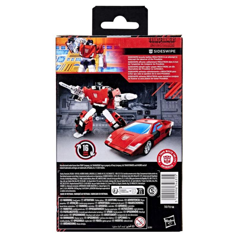 Figura hasbro transformers devastation studio series deluxe class sideswipe 11cm
