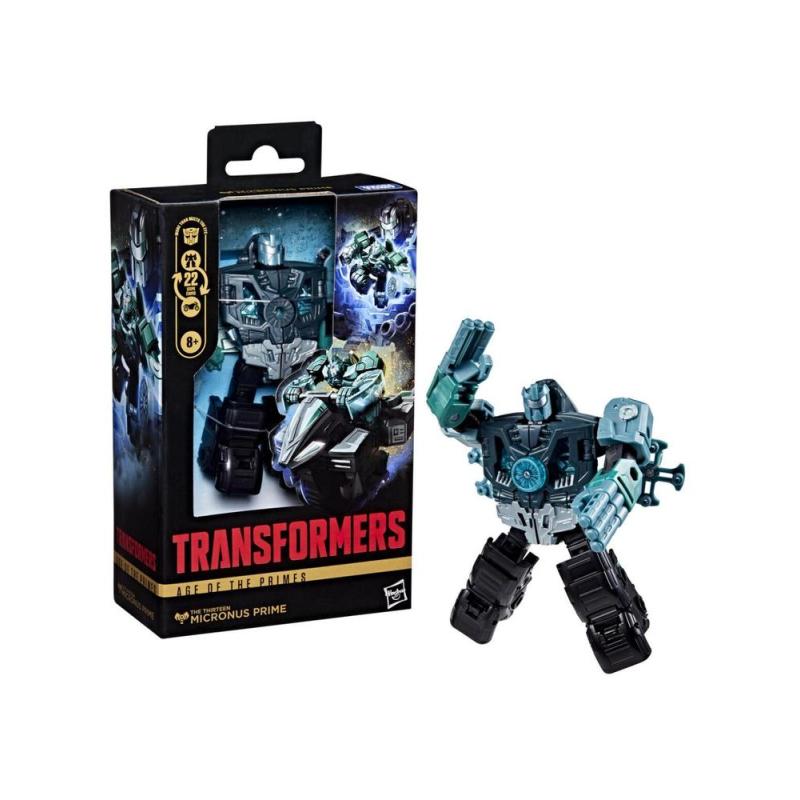 Figura hasbro transformers age of the primes deluxe class micronus prime 14cm