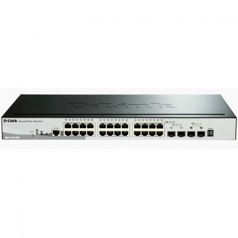 Switch d - link 28 puertos gestionable 24 gigabit ethernet 10 - 100 - 1000 poe 2 sfp smartpro - Imagen 1