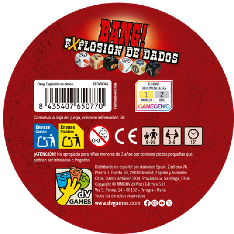 Juego de mesa bang explosion de dados