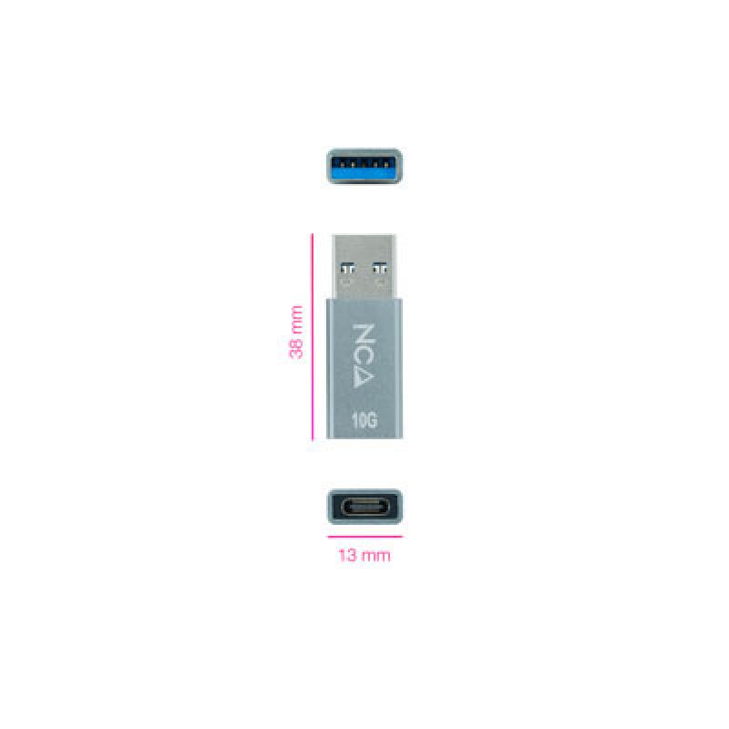 Adaptador usb - c a usb - a nanocable negro - hembra - macho gen2 10gb