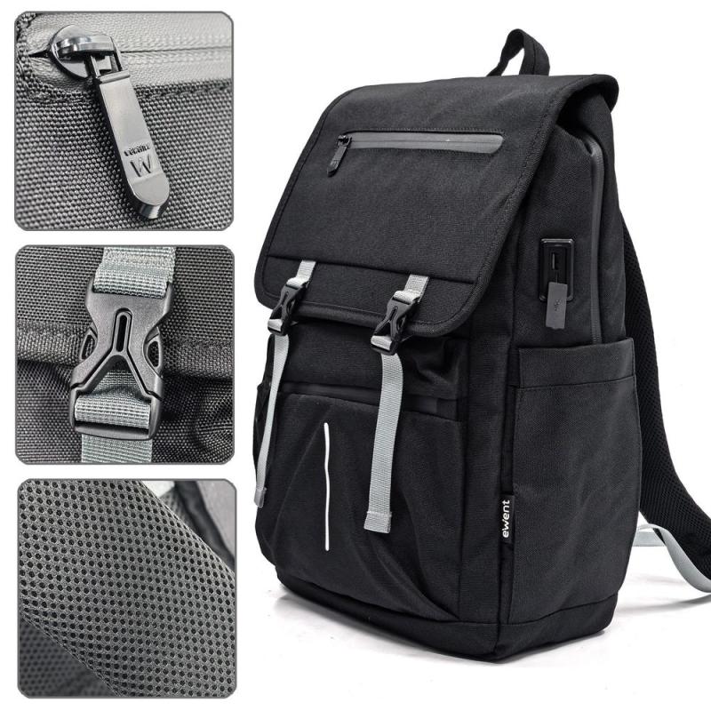 Mochila unisex ewent vintage para portatil 16.1 pulgadas negra