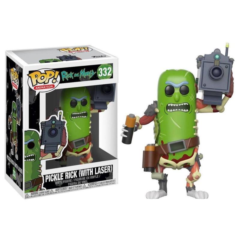 Rick y morty pop! animatión vinyl figura pickle rick with laser 9 cm