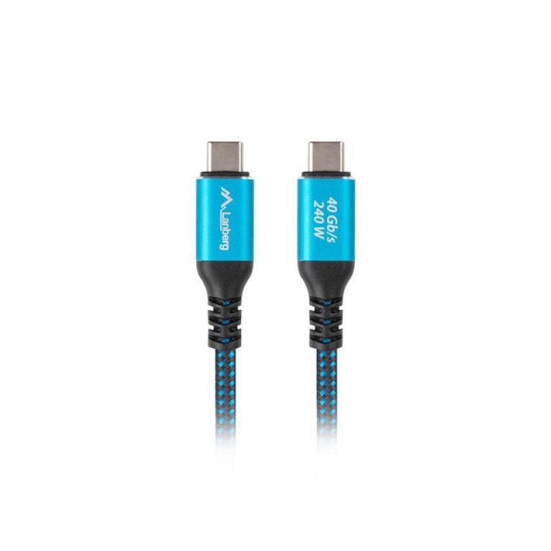 Cable usb tipo c 4.0 lanberg - macho - macho 240w - 8k - 60hz - 1.5m - azul