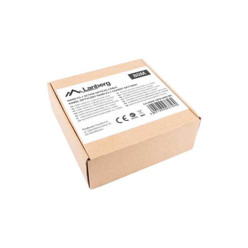 Cable hdmi aoc lanberg v2.1 m - m optico activo 8k 60hz 80m negro