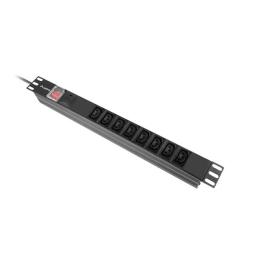 Regleta lanberg 1u 16a rack 19 pulgadas 8x socket iec c13 negro 2m