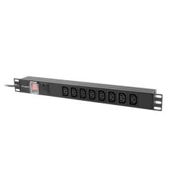 Regleta lanberg 1u 16a rack 19 pulgadas 8x socket iec c13 negro 2m
