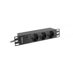 Regleta lanberg 1u 16a 3x schuko rack 10 pulgadas 2m negro