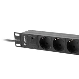 Regleta lanberg 1u 16a 3x schuko rack 10 pulgadas 2m negro