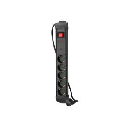 Regleta lanberg sp1 5 tomas schuko proteccion hasta 2500w negra 1.5m