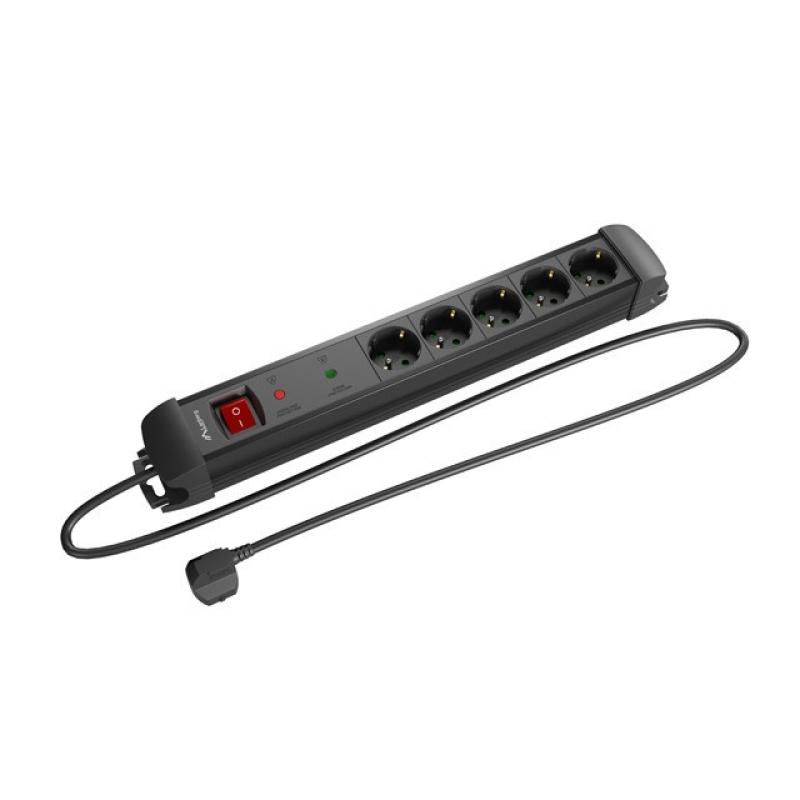 Regleta lanberg sp1 5 tomas schuko proteccion hasta 2500w negra 1.5m