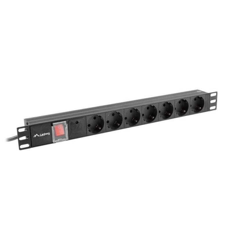 Regleta lanberg 1u 10a 7x schuko rack 19 pulgadas 2m negro c14