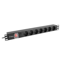 Regleta lanberg 1u 10a 7x schuko rack 19 pulgadas 2m negro c14