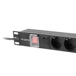 Regleta lanberg 1u 10a 7x schuko rack 19 pulgadas 2m negro c14