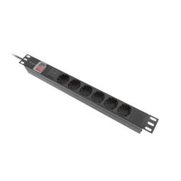 Regleta lanberg 1u 16a rack 19 pulgadas 6x socket schuko negro 2m