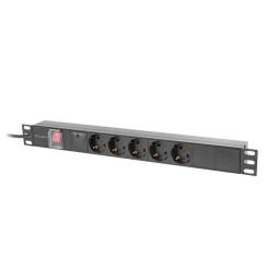 Regleta lanberg 1u 16a rack 19 pulgadas 5x socket schuko negro 2m