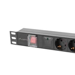 Regleta lanberg 1u 16a rack 19 pulgadas 5x socket schuko negro 2m