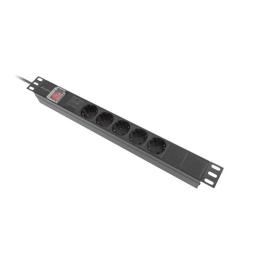 Regleta lanberg 1u 16a rack 19 pulgadas 5x socket schuko negro 2m